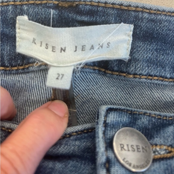 Risen High Rise Wide Leg Cargo Medium Wash Denim Jeans Blue Women’s Size 27 - Picture 6 of 10